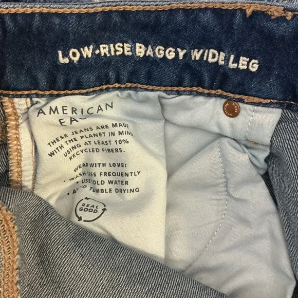 American Eagle Outfitters Two-Tone Blue Flare Jeans - Picture 9 of 9